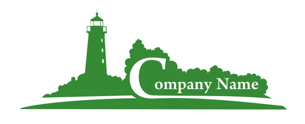 Groene vuurtoren vector logo voor uw bedrijf — Stockvector