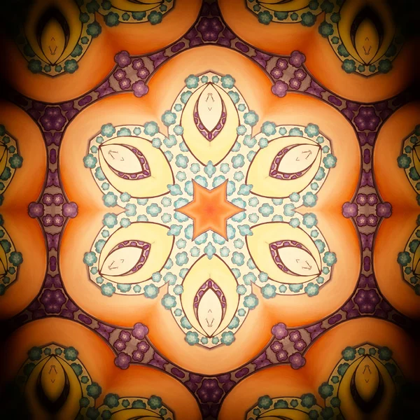 Mandala damasco-laranja Flor — Fotografia de Stock