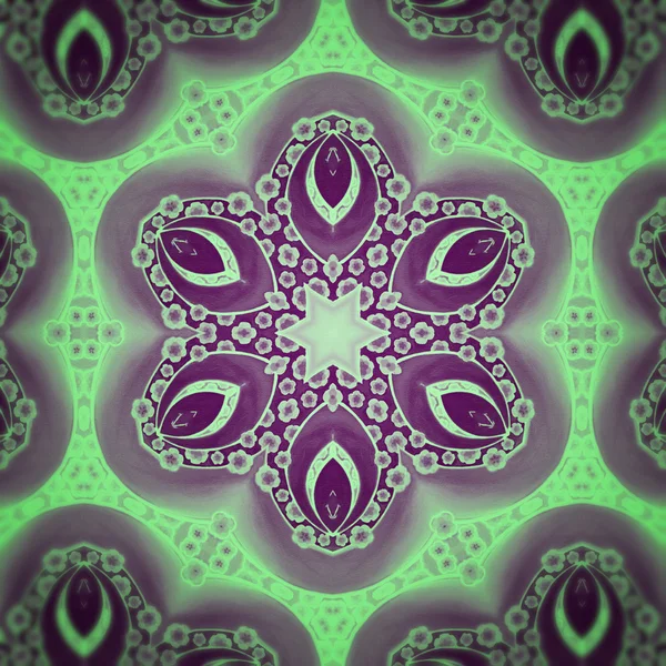 Mandala violeta-verde Flor — Foto de Stock