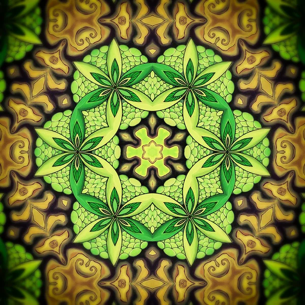 Mandala zelený květ — Stock fotografie