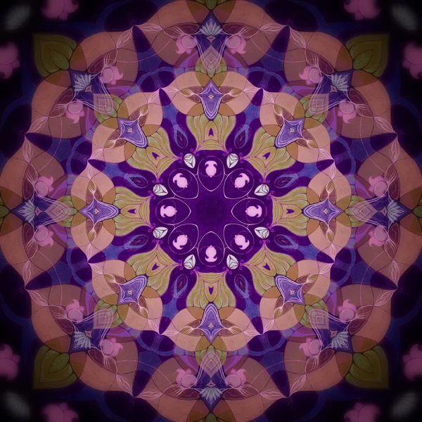 Mandala fialové osmihrotý květ — Stock fotografie