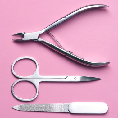 Collection of elegant manicure tools. clipart