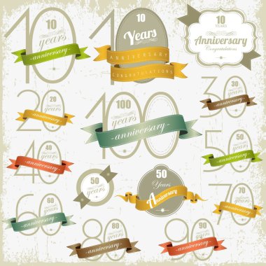 Anniversary signs and cards vector design clipart