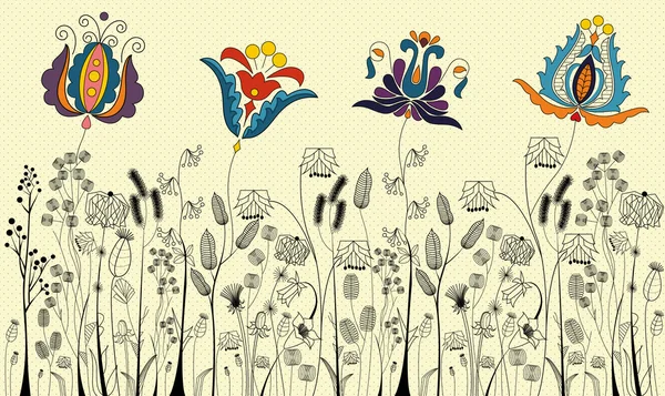 伝統的な花とハーブ — ストックベクタ