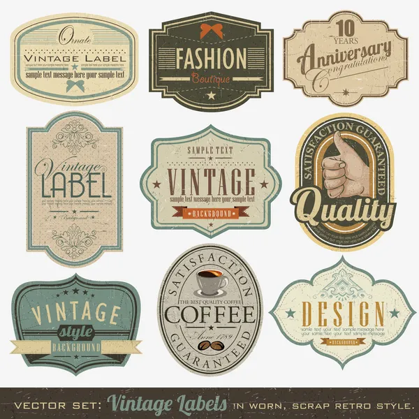 Retro vintage etiketleri — Stok Vektör