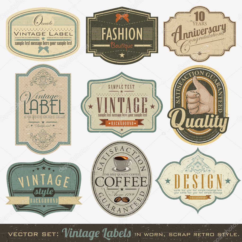 Retro vintage labels — Stock Vector © rekaa #11309660