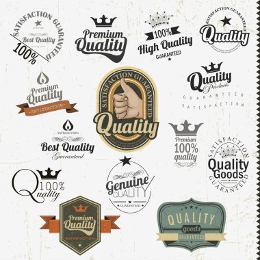 Vintage premium quality labels and inscriptions collection clipart