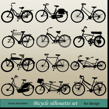 Vector bicycle silhouette set clipart