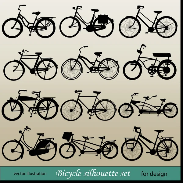 Ensemble de silhouette de vélo vectoriel — Image vectorielle