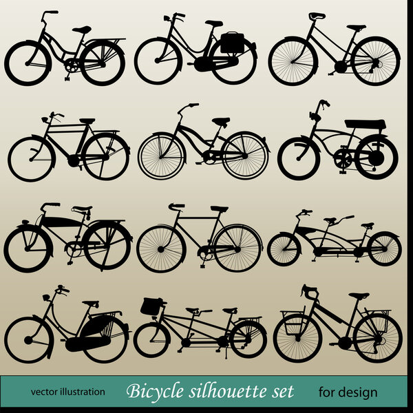 Vector bicycle silhouette set