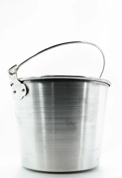 Metallic bucket isolated on white background. — Stock Photo, Image