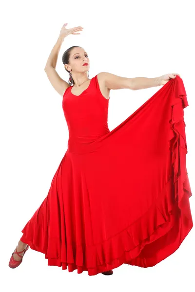 Χορεύτρια φλαμένκο με κόκκινο φόρεμα — Φωτογραφία Αρχείου