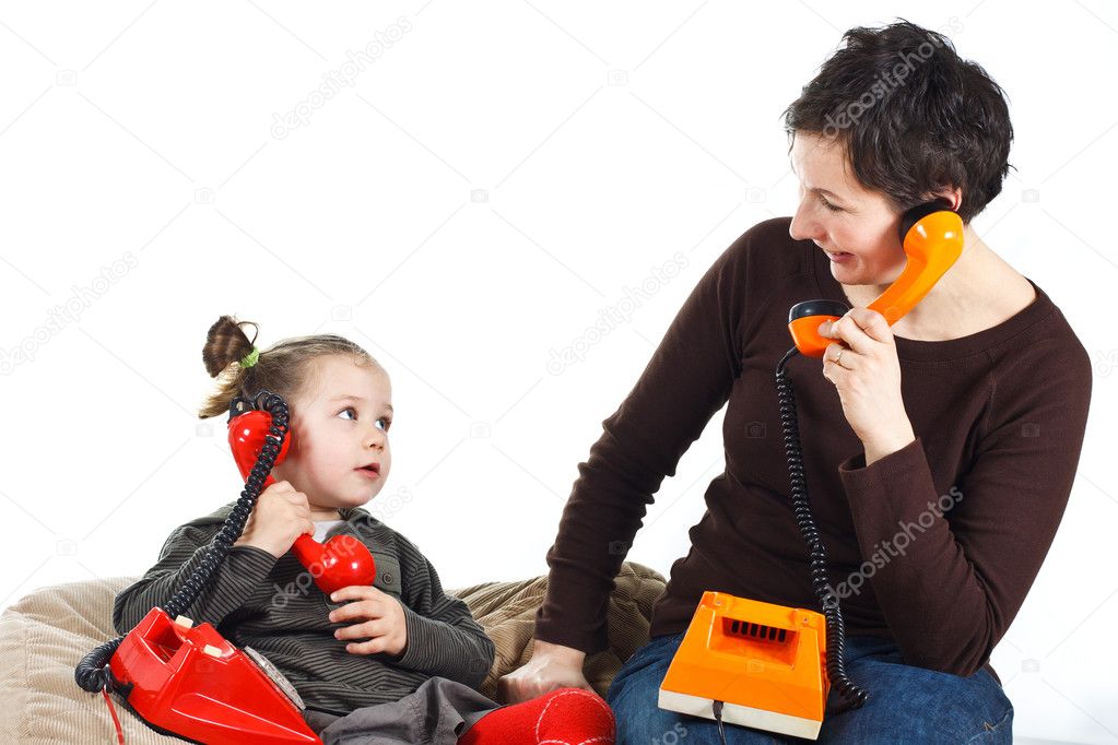 Mother and daughter phoning