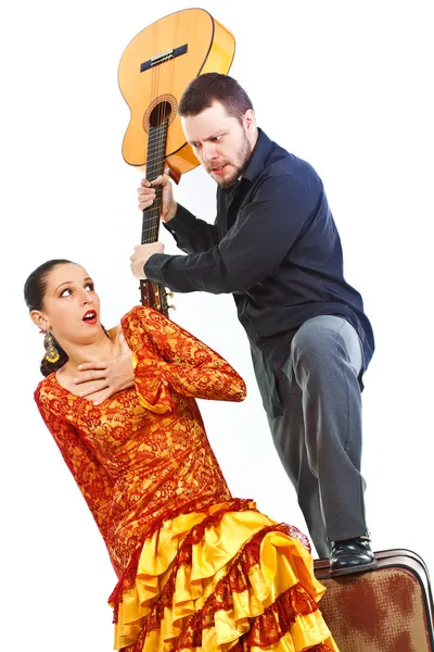 Coppia di flamenco litigando — Foto Stock