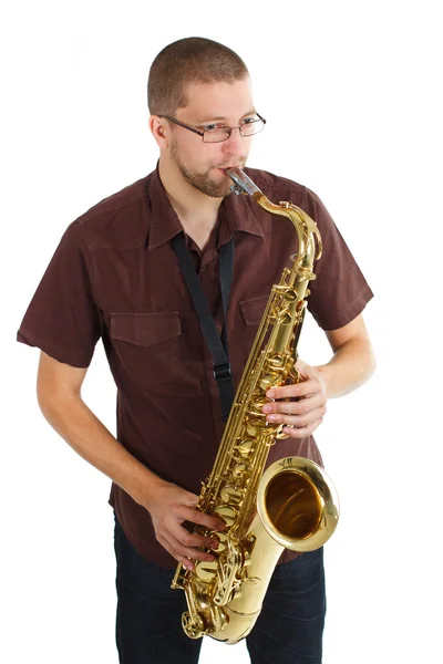 Homem tocando o saxofone — Fotografia de Stock