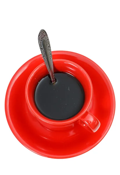 Xícara vermelha de café preto — Fotografia de Stock