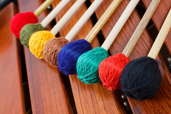 stock image Coloured mallets on marimba