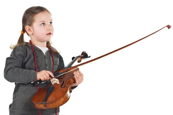 可爱的小女孩用的小提琴 — 图库照片