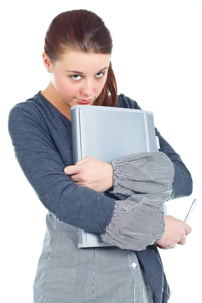 Girl with folder — Stock Photo, Image