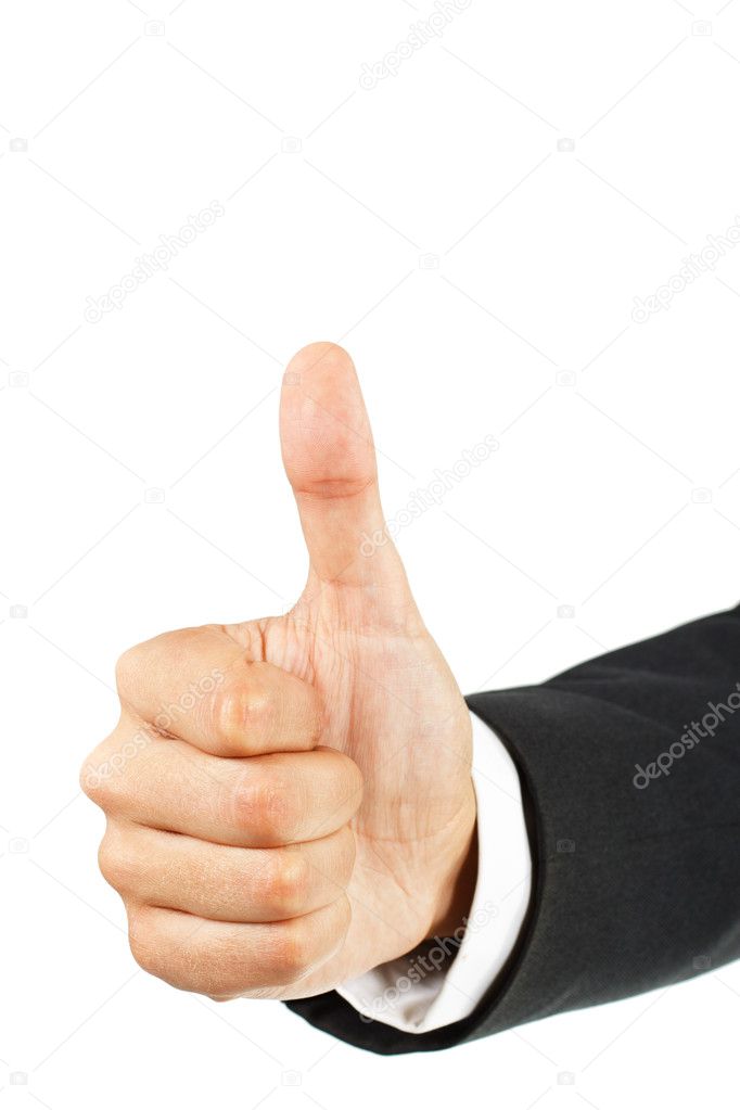 Businessman's thumb up