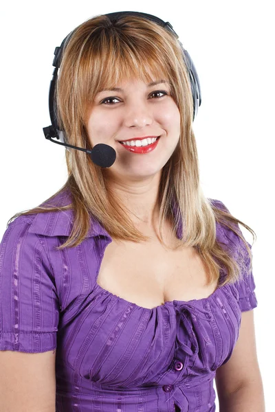Young woman with headset — Stock Photo, Image