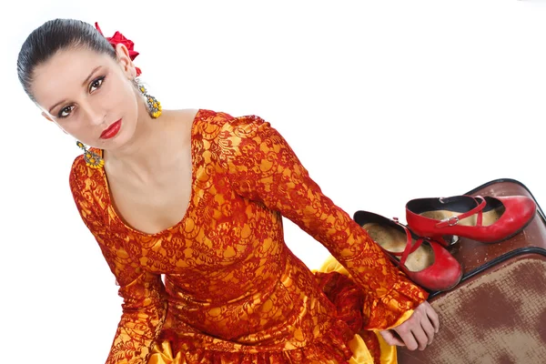 Flamenco dansers met rode schoenen — Stockfoto