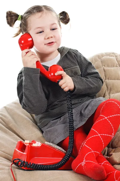 Carino telefonare bambina — Foto Stock