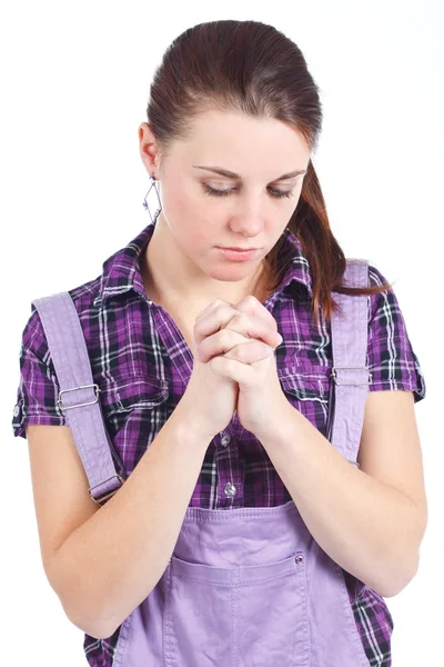 Unga kvinna som ber — Stockfoto