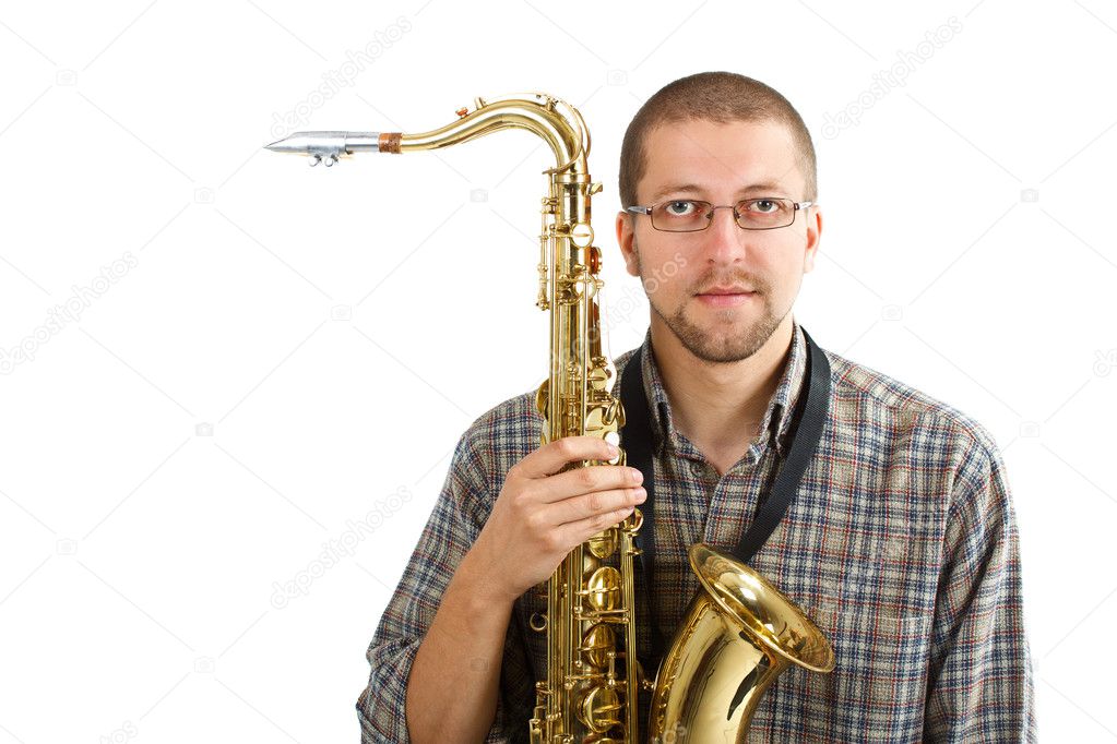 Young man with his saxophone