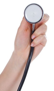 Stethoscope in female doctor's hand clipart