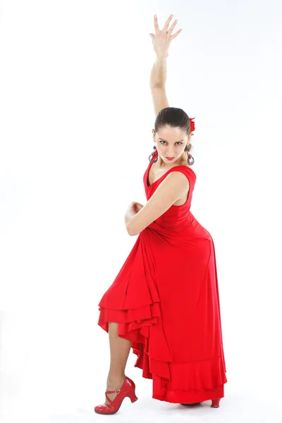 Dançarina de flamenco em vestido vermelho — Fotografia de Stock