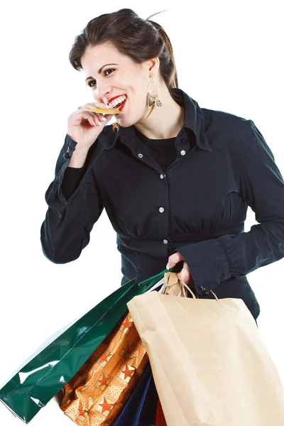 Gelukkige vrouw winkelen — Stockfoto