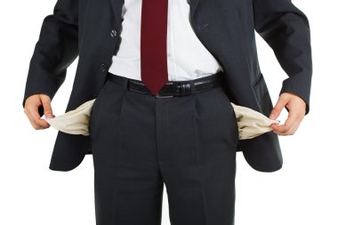 Businessman with empty pocket clipart