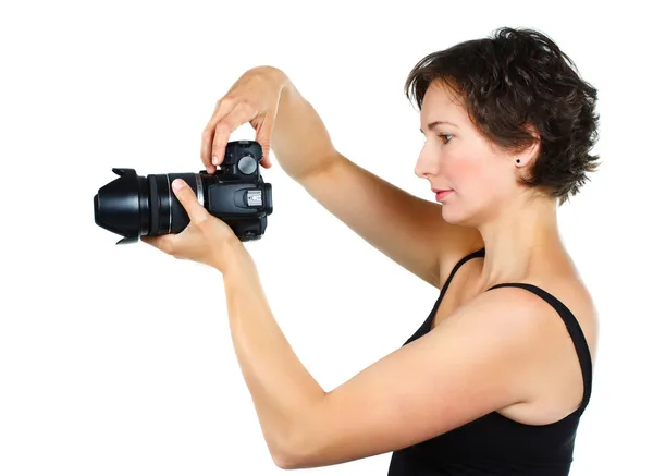 Young woman with camera — Stock Photo, Image