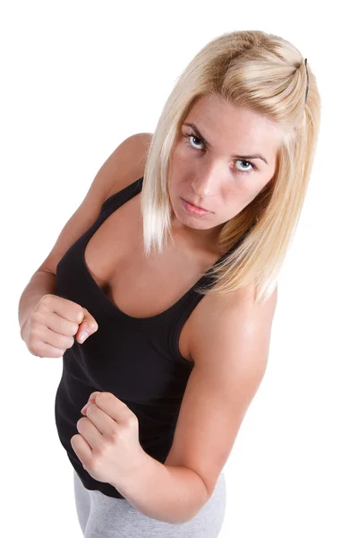 Young sportswoman boxing — Stock Photo, Image