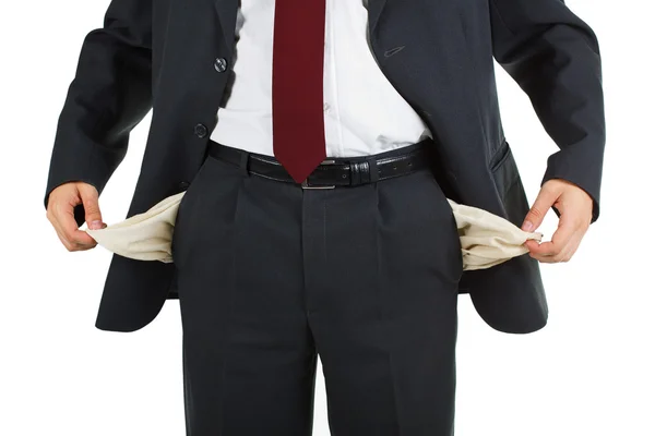 Uomo d'affari con tasca vuota — Foto Stock