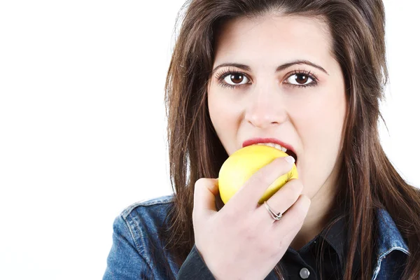 stock image Beautiful woman eating apple