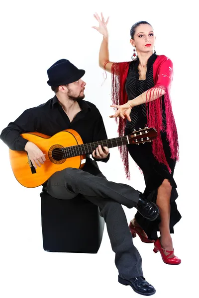 Bailarina de flamenco con guitarrista —  Fotos de Stock