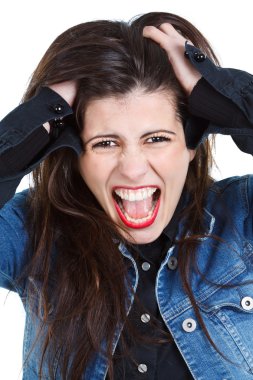 Young woman going crazy clipart