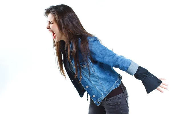 Screaming young woman — Stock Photo, Image