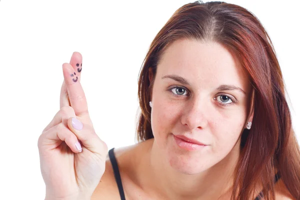 Жінка з перехрещеними пальцями Ліцензійні Стокові Фото