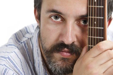 Man behind fretboard clipart