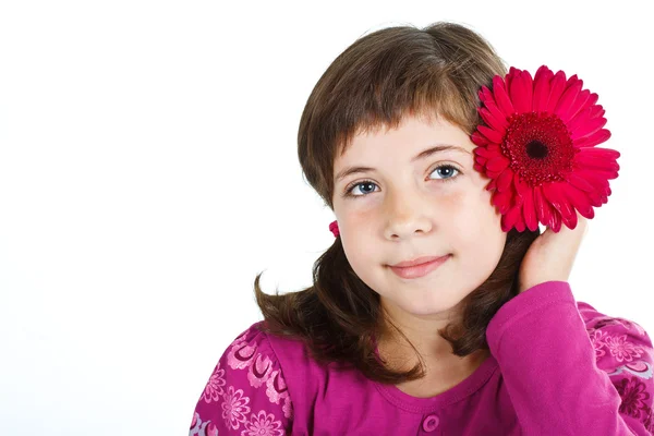 花とかわいい女の子 — ストック写真