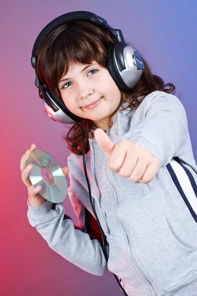 Cute girl with headset — Stock Photo, Image