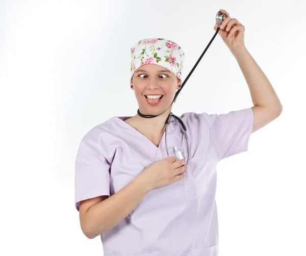 Funny portrait of desperate doctor — Stock Photo, Image