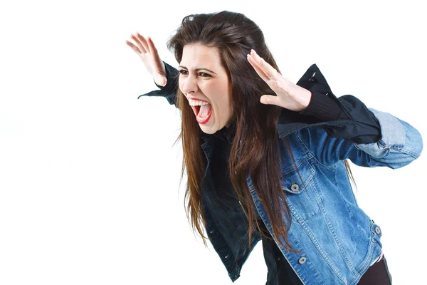 Screaming young woman — Stock Photo, Image