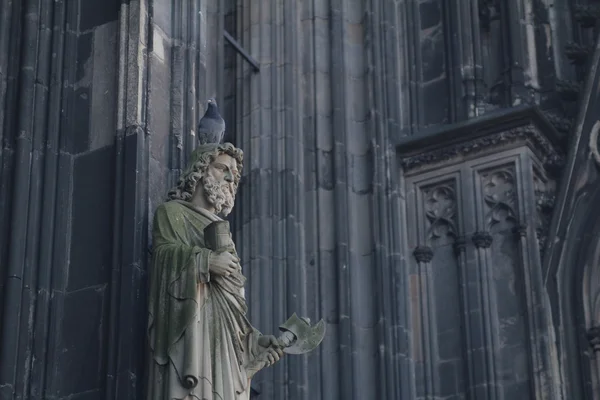 Beelden op de voorkant van de kathedraal in Keulen, Duitsland — Stockfoto