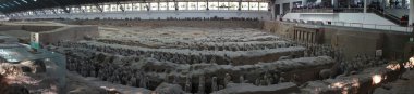 Panoramic photo of the famous Terracotta Army in China clipart