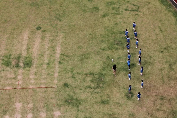 stock image Young students exercising at school in China