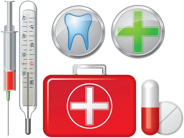 Ikoner fpharmaceutics, medicin, tandvård Stockvektor